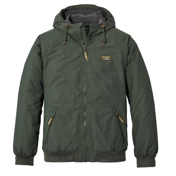 LLBean Green Insulated 3 Season Bomber Hooded Jacket. - Picture 1 of 8